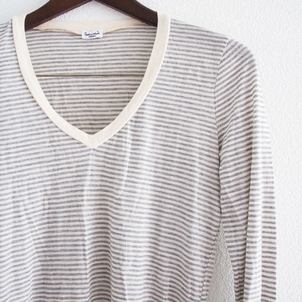 Splendid Long Sleeve V-Neck Striped Shirt